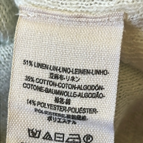 Free People Beach Linen Blend Gold Rush Striped Oversized Henley Knit Top SZ XS - Picture 7 of 7